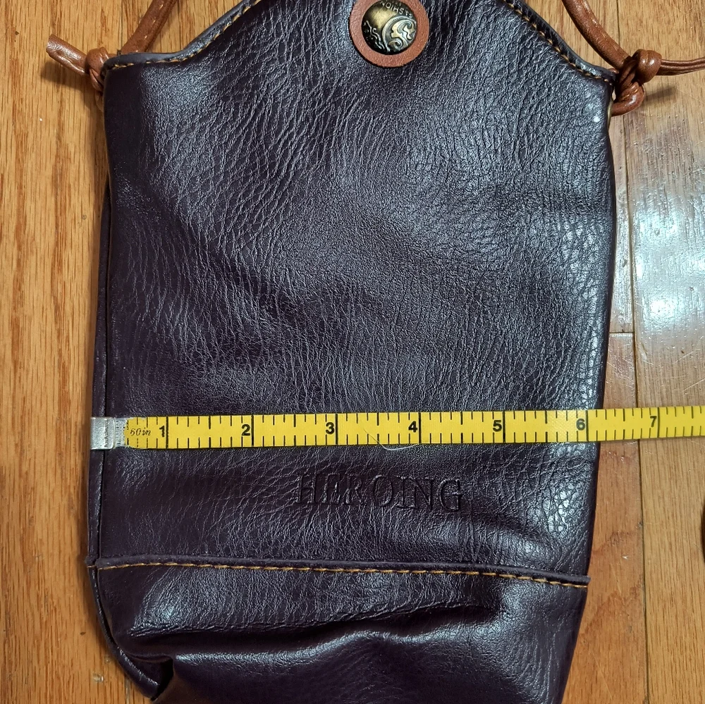 Heroing crossbody mini bucket purse, 6"x8", purple/brown - Picture 3 of 10